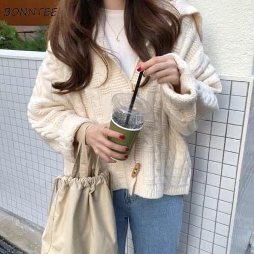 Cardigan Women Trendy All-match Simple Solid Soft Sweaters Warm Lovely Autumn Leisure Single Breasted Streetwear Loose Ulzzang