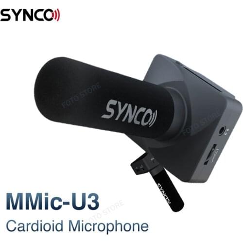 SYNCO MMIC U3 Cardioid Microphone with Real Time Monitoring On Camera Microphone Recording Video Mic