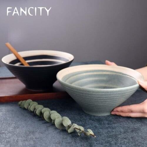 FANCITY Japanese-style ceramic hand-painted tableware household retro ramen bowl soup bowl large bowl commercial noodle bowl eel