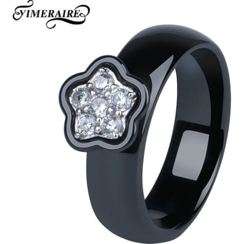 Crystal Star Ceramic Rings For Women Healthy Material Oversized Ring Fashion Design Size 6-12 Wedding Engagement Jewelry Gifts