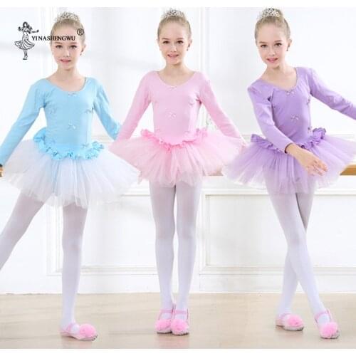 Ballet dress Kids Short Sleeves Cotton Dance Ballet Tutu Dress Leotard Girl Gymnastics Dancewear Ballerina Performance Dress