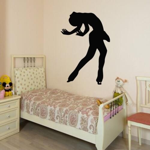 Wall Decals Girl Figure Skater Ice Skating Sport People Home Vinyl Decal Sticker Kids Nursery Baby Room Decor GYM Wall Art A122