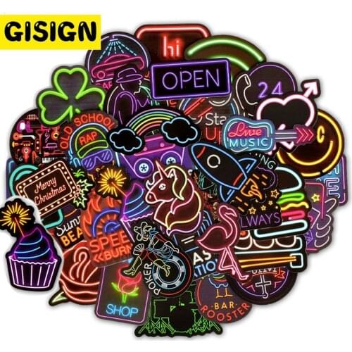 10/30/50pcs Neon Light Stickers For Cans Car Stickers Kids Fridge Japan Anime Sticker Pack Set Childrens Phone Skateboard