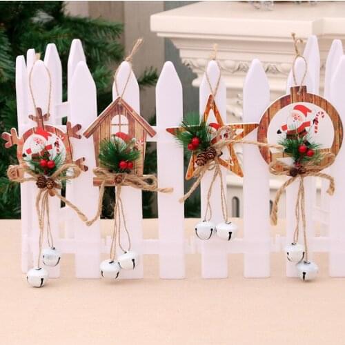 1pcs New Year Decoration 2020 New Christmas Bells Pendant Foam Board Snowflake Star Shape DIY Christmas Tree Door Pendant