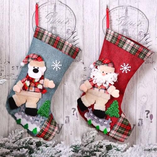 2021 New Year Christmas Stocking Sack Xmas Gift Candy Bag Noel Christmas Decorations for Home Navidad Sock Christmas Tree Decor