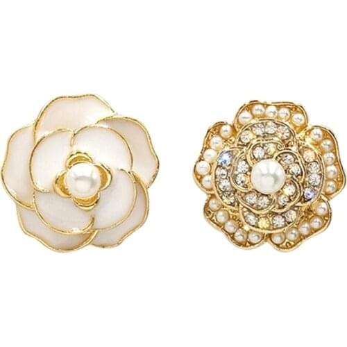 New Korean Little Fragrance Camellia Earrings Net Red Temperament Retro Pearl Earrings Ear Jewelry