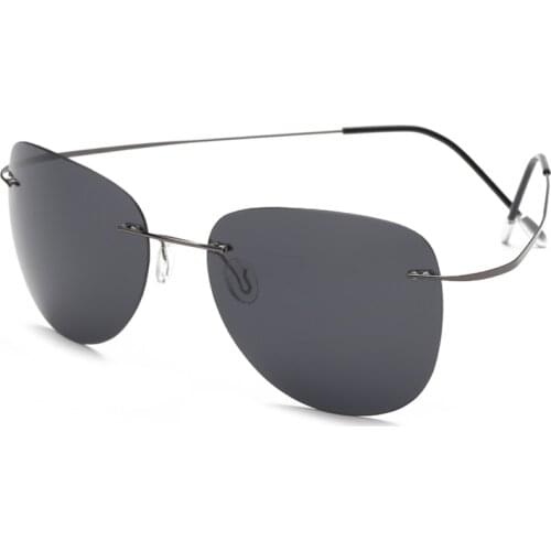 New Polarized Titanium Alloy Rimless Lightweight for Men and Women Sunglasses Luxury High Quality Fashion Oversized Sun glasses