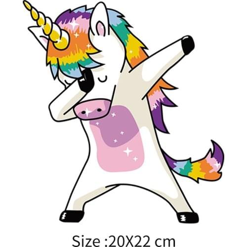 Iron-on Unicorn Transfers Patches For Clothing Vinyl Thermo Stickers Applique Diy Heat Thermotransfer Stripes On Clothes Set