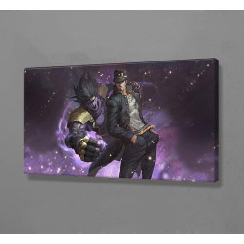 Jotaro Kujo Star Platinum JoJo Poster Framed Wooden Frame Canvas Wall Art Decoration prints Dorm bedroom decor Painting