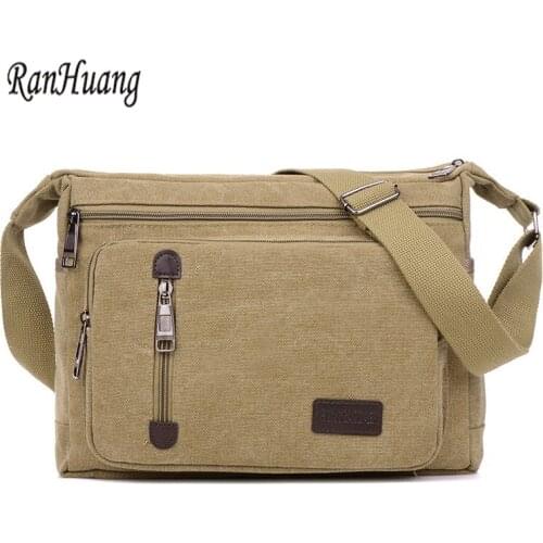 RanHuang Casual Canvas Men Shoulder Bag Satchel Vintage Women Bag Retro Crossbody Sling Bag For Men Leisure Male Messenger Bags
