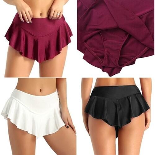 Sexy Short Mini Skirt Culottes Women Micro Mini Skirt Dance Clubwear Metallic Pleated Skirt 3 Colors