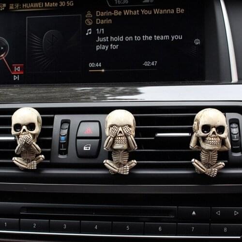 Evil Skull Trio Statue A Set Of 3 With Air Freshener Car Air Outlet Ornament Home Decor Decoration Accessories Room Decoration