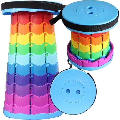 Outdoor Folding Telescopic Stool, Queue and Fishing Plastic Rainbow Stool
