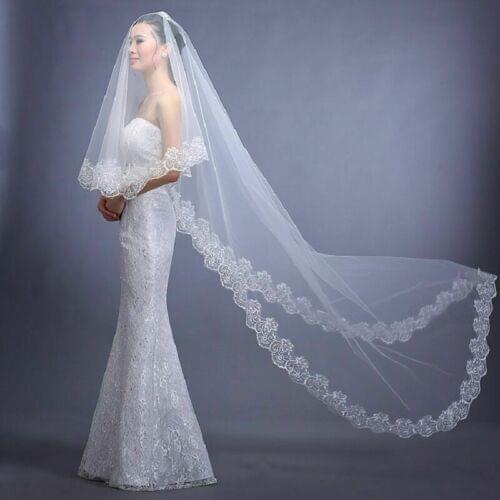 Wedding bride bridal veil 3M long white lace Long Bride Veils