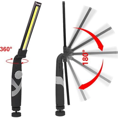 Magnetic Work Light COB LED Lamp USB Rechargeable Flashlight Flexible Inspection Emergency Rotary Torch for Camping Traveling