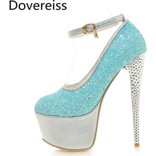 Fashion Womens Shoes Elegant Pure color new consice Buckle purple blue Pointed toe Pumps sexy Office lady 33-40