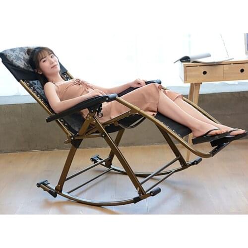 Outdoor Camping Rocking Chair Reclining Chair Family Balcony Rocking Chair Lazy Chair Folding Nap Rocking Chairs Adult Rocking