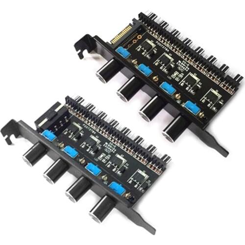 PC PC 8 Channels Fan Hub 4 Knob Cooling Fan Speed Controller for CPU Case HDD VGA PWM Fan PCI Bracket 12V Fan Control Power