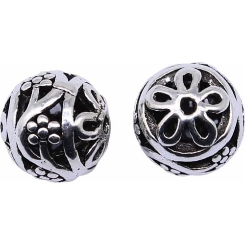 WYSIWYG 10pcs 12x12mm Antique Silver Color 3D Spherical Hollow Beads For Jewelry Making DIY Jewelry Findings