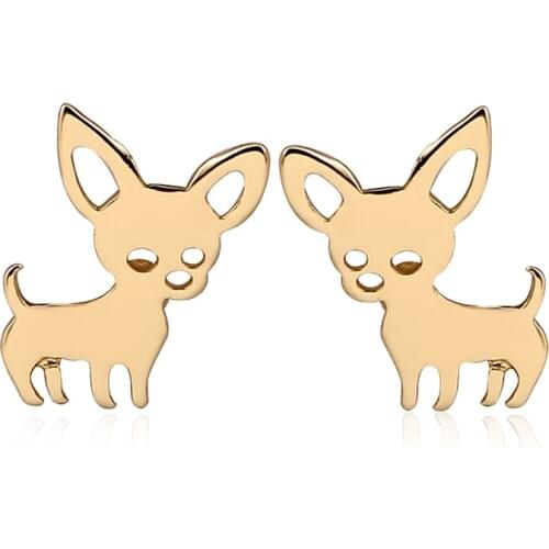Jisensp New Animal Earrings Tiny Chihuahua Earrings for Women Cute Dog Stainless Steel Earing Jewelry Love my Pet Accessories