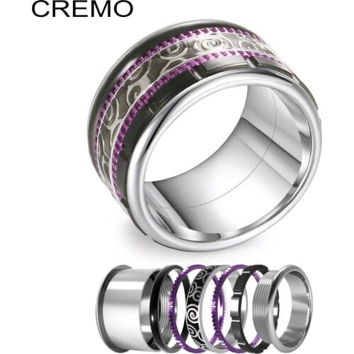 Cremo Rainbow Rings Women Minimalist Multicolor Wedding Ring Dainty Ring Vintage Cocktail Statement Stainless Steel Finger Rings