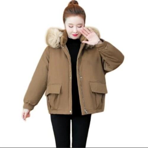 Winter womens fashion jacket Womens parka coat Womens warm short jacket Khaki cotton clothing women 2020