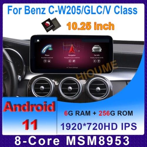 10.25" Snapdragon CPU 8Core CPU 4+64G Android 10 Car Multimedia Player for Mercedes Benz C W205 GLC-X25 V CLASS W446 2015-2020