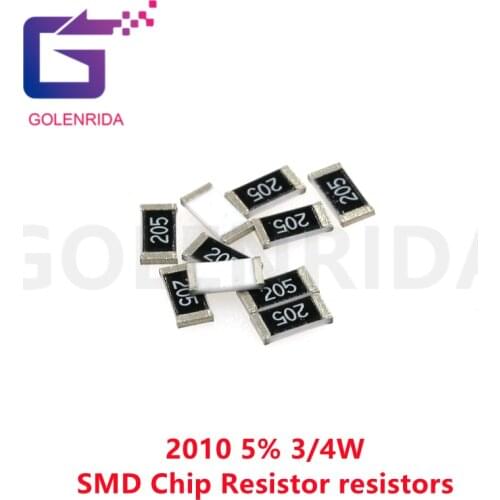 100pcs 2010 5% 3/4W SMD Chip Resistor resistors 0R - 10M 0 10 100 220 470 ohm 0R 10R 100R 220R 470R 1K 2.2K 4.7K 10K 100K 1M 10M