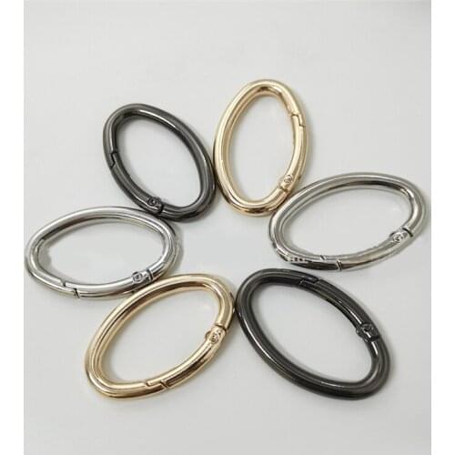 2PCS Zinc Alloy Plated Gate Spring Oval Ring Buckles Clips Carabiner Purses Handbags Oval Push Trigger Snap Hooks Carabiners
