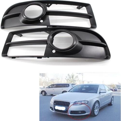 2 pcs Front Lower Side Bumper Fog Light Lamp Grill Grille Pair for Audi A4 B7 S-line S4 05-08 Not for Audi A4 Base Sedan 4 Door