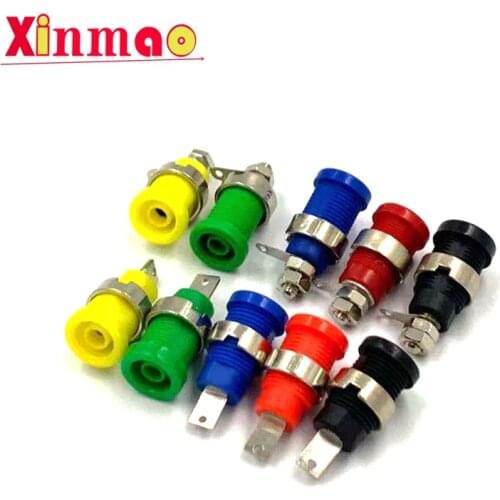 2pcs Insulated Safety 4MM Banana Plug Socket Jack Panel Mount Binding Post Connector Multimeter Banana head Female 32A