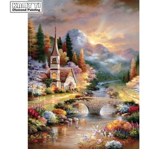 5D DIY Diamond embroidery Cross stitch Sunrise view Full Square Diamond mosaic Full Round Diamond painting decoration HYY