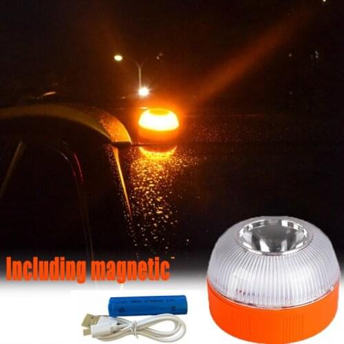 Car Emergency Light Strobe V16 Flashing Magnetic Base Roadside Traffic Safety Warning Emergency Light Rechargeable