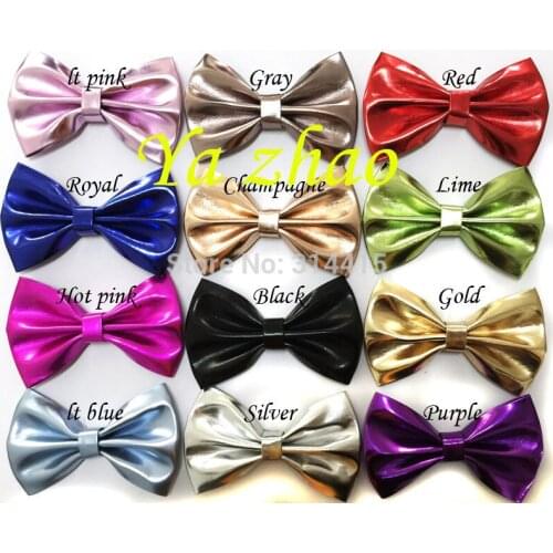 4" Fashion Large Faux Leather Bows , Baby Girls Hair Bows 48pcs/lot, 12 color, free shipping