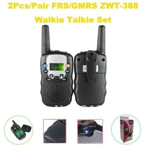 Free Shipping Hot Sales 0.5Watt FRS/GMRS LCD Dispalying ZWT-388 Walkie Talkie Set (2pcs/ pair) with Built-in Flashlight