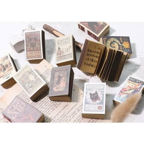 CPDD 122 Sheets Mini Memo Pad Retro Matchbox Pattern Notebook Tearing Sticky Notepad Office School Stationery Supplies Gifts
