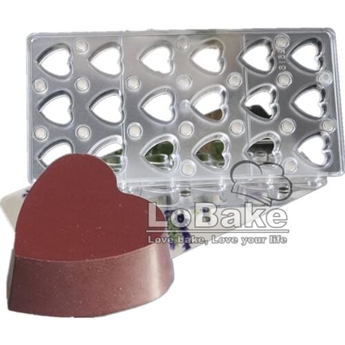 18 cavities beautiful heart shape Magnetic Polycarbonate Chocolate Mold for transfer mould ustensiles patisserie baking tools