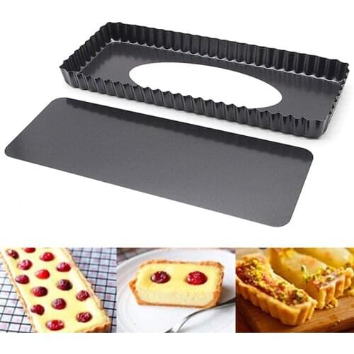 Cake Pans Fluted Pie Tart Pan Mold Baking Removable Bottom Nonstick Quiche Tool Rectangle Bakeware Dishes