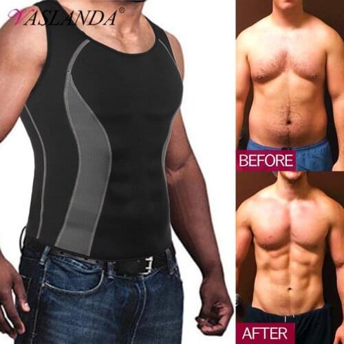 Men Slimming Body Shaper Waist Trainer Vest Sauna Sweat Undershirts Compression Shirts Build Muscle Shapewear Workout Tank Tops