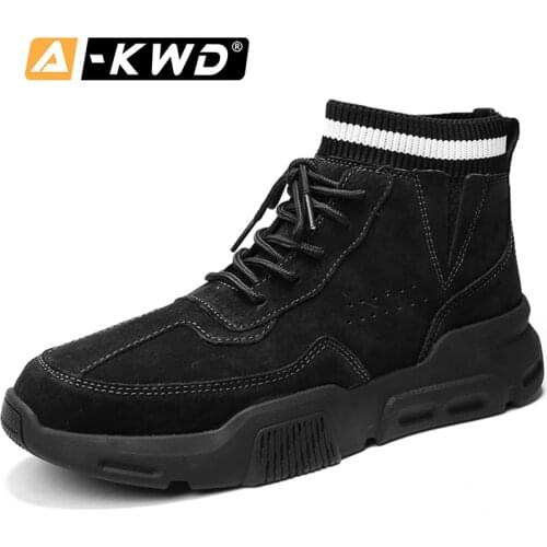 Fashion Man Winter Shoes Waterproof High Top Work Shoes Pu Leather Men Boots Slip-on Sock Boots Botas Invierno Hombre Ankle Boot