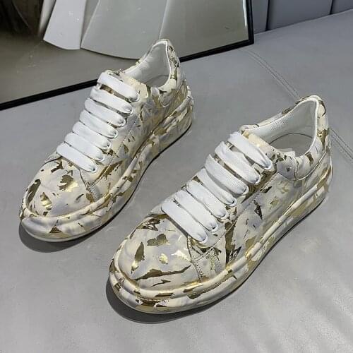 Fashion Wihte Shoes Women Graffiti Sneakers Comfortable 2021 Autumn Student Black Casual Shoes Flat Sneakers for Women