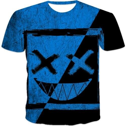 Summer best-selling new mens T-shirt loose clothes retro short-sleeved fashion smiley face pattern printing O-neck mens T-shir