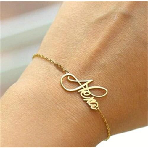 Custom Gepersonaliseerde Naam Armband Handgemaakte Sieraden Handschrift Naambord Hand Link Rvs Gouden Ketting Pulsera BFF Gift