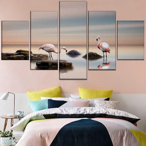 5 Pieces Wall Art Canvas Painting Animal Poster Two Cranes Modern Home For Living Room Bedroom Modular Pictures Decoration