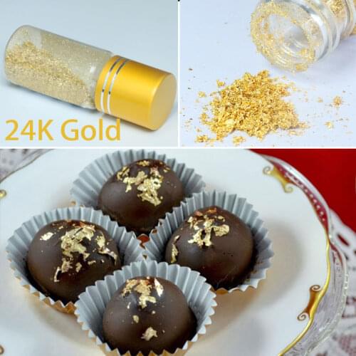 Genuine Real Edible 24K Gold Leaf 0.1g Foil Flakes Broken Gilding Edible for Skin Care Food Decora