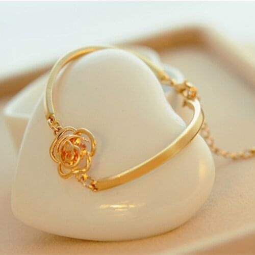 2021 New Exquisite Rose Flower Zircon Chain Bracelet for Women Fashion Jewelry