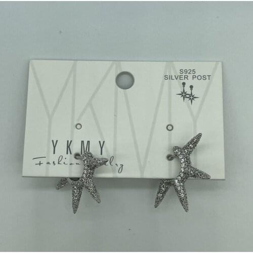 New 2021 High Quality Big Exaggerated Shiny Star Drop Earrings Starfish Five-Pointed Star Thorn Ring Gold And Silver
