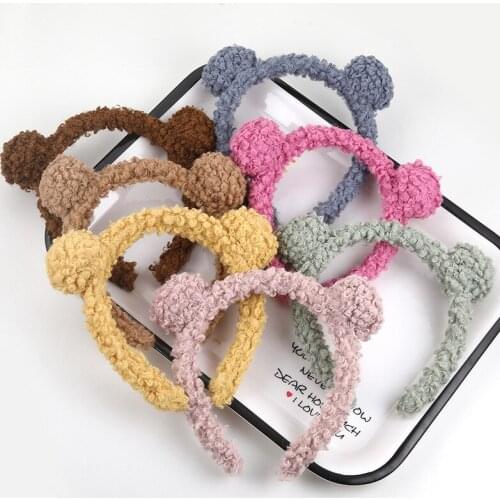 1PCs Plush Bear Headband Anime Cartoon Hairband Cute Cartoon Hairpin Woman Face Hair Hoop Girls Makeup Hairband Hair Accessories
