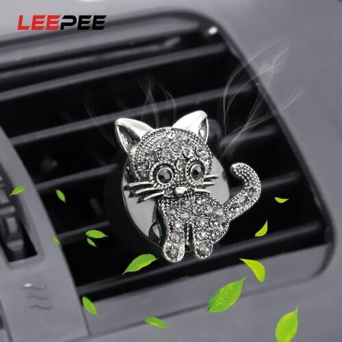 LEEPEE Diamond Cat Auto Outlet Air Freshener Car Aroma Diffuser Air Conditioner Adornment Clip Car Air Vent Perfume