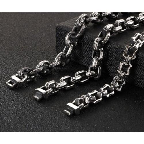 Father Great Gifts 8.5 Inch Vintage Black Stainless Steel Rolo Chain Link Bracelet Mens Boys Bangle Heavy Christmas Gift